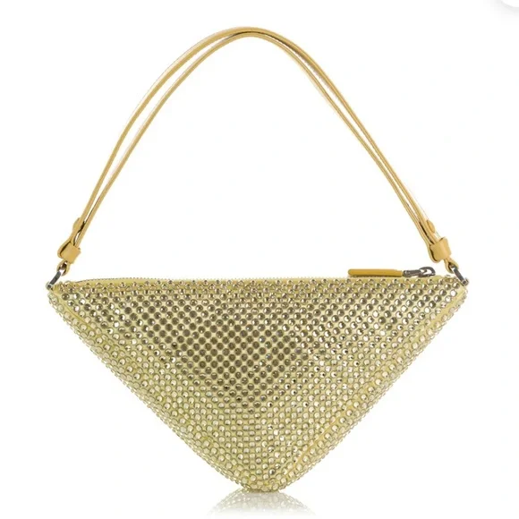 PRADA***Gold Crystal Pineapple Yellow Satin Triangle Bag***$2600 NWB - Picture 11 of 13
